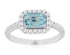 1.2CT DIAMOND & AAA AQUAMARINE 14KT WHITE GOLD EMERALD CUT HALO ENGAGEMENT RING