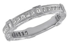 .85CT DIAMOND 14K WHITE GOLD ROUND BAGUETTE & PRINCESS ETERNITY ANNIVERSARY RING