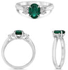 1.73CT DIAMOND & AAA EMERALD PLATINUM 3D OVAL CLASSIC 3 STONE ENGAGEMENT RING