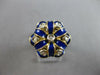 ANTIQUE LARGE .18CT OLD MINE DIAMOND & BLUE ENAMEL 18KT 2 TONE GOLD RING #27709
