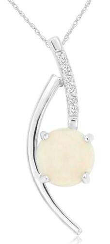 .90CT DIAMOND & AAA OPAL 14KT WHITE GOLD ROUND CRISS CROSS LOVE FLOATING PENDANT