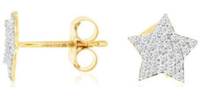 ESTATE .24CT DIAMOND 14KT YELLOW GOLD 3D ROUND CLASSIC PAVE STAR STUD EARRINGS