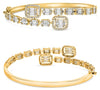 LARGE 2.33CT DIAMOND 14KT YELLOW GOLD 3D ROUND & BAGUETTE CUFF BANGLE BRACELET