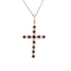 ESTATE .85CT DIAMOND & AAA RUBY 18KT WHITE GOLD INFINITY CROSS FLOATING PENDANT