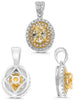 .99CT WHITE & FANCY YELLOW DIAMOND 18KT TWO TONE GOLD OVAL & ROUND HALO PENDANT