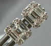 ESTATE .64CT DIAMOND 18KT WHITE GOLD 3D ROUND & BAGUETTE CLUSTER SQUARE EARRINGS