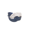 LARGE 2.89CT DIAMOND & AAA SAPPHIRE 18K WHITE GOLD 3D MULTI ROW CRISS CROSS RING