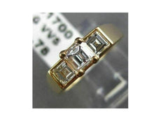 ANTIQUE .76CT ASSCHER CUT DIAMOND 14KT YELLOW GOLD PAST PRESENT FUTURE RING #112