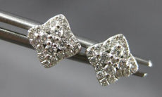 ESTATE .32CT DIAMOND 14KT WHITE GOLD 3D CLUSTER SQUARE FLOWER STUD EARRINGS