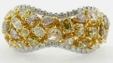 4.25CT MULTI COLOR DIAMOND 18KT 2 TONE GOLD 3D MULTI SHAPE INFINITY CLUSTER RING