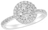 ESTATE .84CT DIAMOND 18KT WHITE GOLD 3D CLASSIC ROUND FLOWER HALO FUN LOVE RING