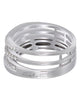 WIDE .30CT DIAMOND 18KT WHITE GOLD MULTI ROW CRISS CROSS MATTE & SHINY FUN RING