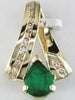 1.80CT DIAMOND & AAA EMERALD 14KT YELLOW GOLD PEAR SHAPE & ROUND SLIDER PENDANT