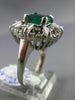 ANTIQUE LARGE 4.43CT DIAMOND & EMERALD 14KT WHTIE GOLD 3D SQUARE ENGAGEMENT RING