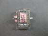 ESTATE WIDE .30CT DIAMOND 14KT WHITE GOLD 3D CLASSIC OPEN RECTANGULAR FUN RING