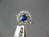 ANTIQUE .52CT DIAMOND & AAA SAPPHIRE 18K WHITE GOLD OVAL & ROUND FLOWER FUN RING