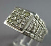 WIDE .35CT DIAMOND 14KT WHITE GOLD 3D MATTE & SHINY SQUARE CLUSTER 3D MENS RING