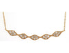 ESTATE .25CT DIAMOND 14KT YELLOW GOLD 3D MULTI FLOWER BAR LOVE NECKLACE