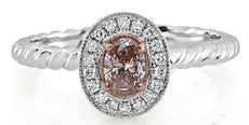 .47CT WHITE & PINK DIAMOND 18KT WHITE & ROSE GOLD OVAL & ROUND ENGAGEMENT RING