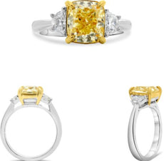 3.40CT WHITE & FANCY YELLOW DIAMOND PLATINUM & 18KT YELLOW GOLD ENGAGEMENT RING
