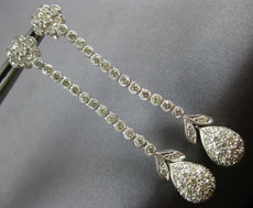 ESTATE LARGE 1.50CT DIAMOND 18KT WHITE GOLD FLOWER CHANDELIER HANGING EARRINGS