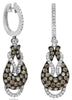 2.23CT WHITE & CHOCOLATE FANCY DIAMOND 14K WHITE & BLACK GOLD 3D HUGGIE EARRINGS