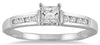 ESTATE .24CT DIAMOND 14KT WHITE GOLD 3D CLASSIC PRINCESS & ROUND ENGAGEMENT RING