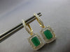 2.2CT DIAMOND & AAA EMERALD 14KT 2 TONE GOLD 3D SQUARE LEVERBACK EARRINGS #28137