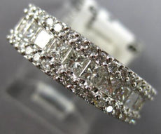 WIDE 1CT DIAMOND 18KT WHITE GOLD ROUND PRINCESS 3 ROW INVISIBLE ANNIVERSARY RING