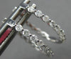 ESTATE .27CT DIAMOND 18KT WHITE GOLD 3D ROUND OVAL HUGGIE HOOP HANGING EARRINGS