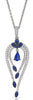 .77CT DIAMOND & AAA SAPPHIRE 14KT WHITE GOLD ROUND & PEAR SHAPE FLOATING PENDANT