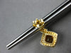 ESTATE 2.48CT DIAMOND & AAA CITRINE 14K YELLOW GOLD SQUARE HALO HANGING EARRINGS