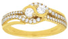 ESTATE .50CT DIAMOND 14KT YELLOW GOLD 3D ROUND TWO STONE CRISS CROSS LOVE RING