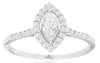 ESTATE .55CT DIAMOND 14KT WHITE GOLD 3D ROUND & MARQUISE HALO ENGAGEMENT RING
