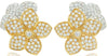 ESTATE LARGE 3.0CT DIAMOND 18K 2 TONE GOLD 3D DOUBLE FLOWER FUN HANGING EARRINGS