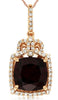 2.85CT DIAMOND & AAA RHODOLITE 14KT ROSE GOLD CUSHION & ROUND FLOATING PENDANT