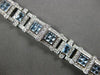 WIDE 8.28CT DIAMOND & AAA AQUAMARINE 18K WHITE GOLD 3D PRINCESS & ROUND BRACELET