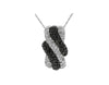 1.0CT WHITE & BLACK DIAMOND 14K WHITE & BLACK GOLD MULTI ROW CRISS CROSS PENDANT