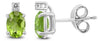 ESTATE 1.04CT DIAMOND & AAA PERIDOT 14KT WHITE GOLD OVAL & ROUND STUD EARRINGS