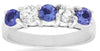 1.0CT DIAMOND & AAA TANZANITE 14KT WHITE GOLD 3D ROUND 5 STONE ANNIVERSARY RING