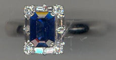 1.42CT DIAMOND & AAA SAPPHIRE 14KT WHITE GOLD 3D CLASSIC SQUARE ENGAGEMENT RING