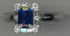 1.42CT DIAMOND & AAA SAPPHIRE 14KT WHITE GOLD 3D CLASSIC SQUARE ENGAGEMENT RING