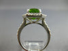 LARGE 5.46CT DIAMOND & AAA PERIDOT 14KT WHITE GOLD DOUBLE HALO ENGAGEMENT RING