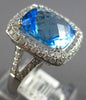 ESTATE LARGE 7.15CT DIAMOND & AAA BLUE TOPAZ 14K WHITE GOLD CUSHION & ROUND RING