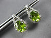 2.26CT DIAMOND & AAA PERIDOT 14KT WHITE GOLD OVAL & ROUND FUN HANGING EARRINGS