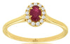 .32CT DIAMOND & AAA RUBY 14KT YELLOW GOLD OVAL & ROUND HALO FRIENDSHIP LOVE RING