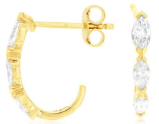 .66CT DIAMOND 14KT YELLOW GOLD 3D MARQUISE 3 STONE UMBRELLA FUN HANGING EARRINGS