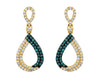 .84CT WHITE & BLUE DIAMOND 14K BLACK & YELLOW GOLD 2 ROW OPEN TEAR DROP EARRINGS