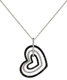 .77CT WHITE & BLACK DIAMOND 14KT ROSE GOLD 3D MULTI OPEN HEART FLOATING PENDANT