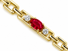 1.41CT DIAMOND AAA RUBY 14K YELLOW GOLD OVAL 3 STONE SQUARE LINK TENNIS BRACELET